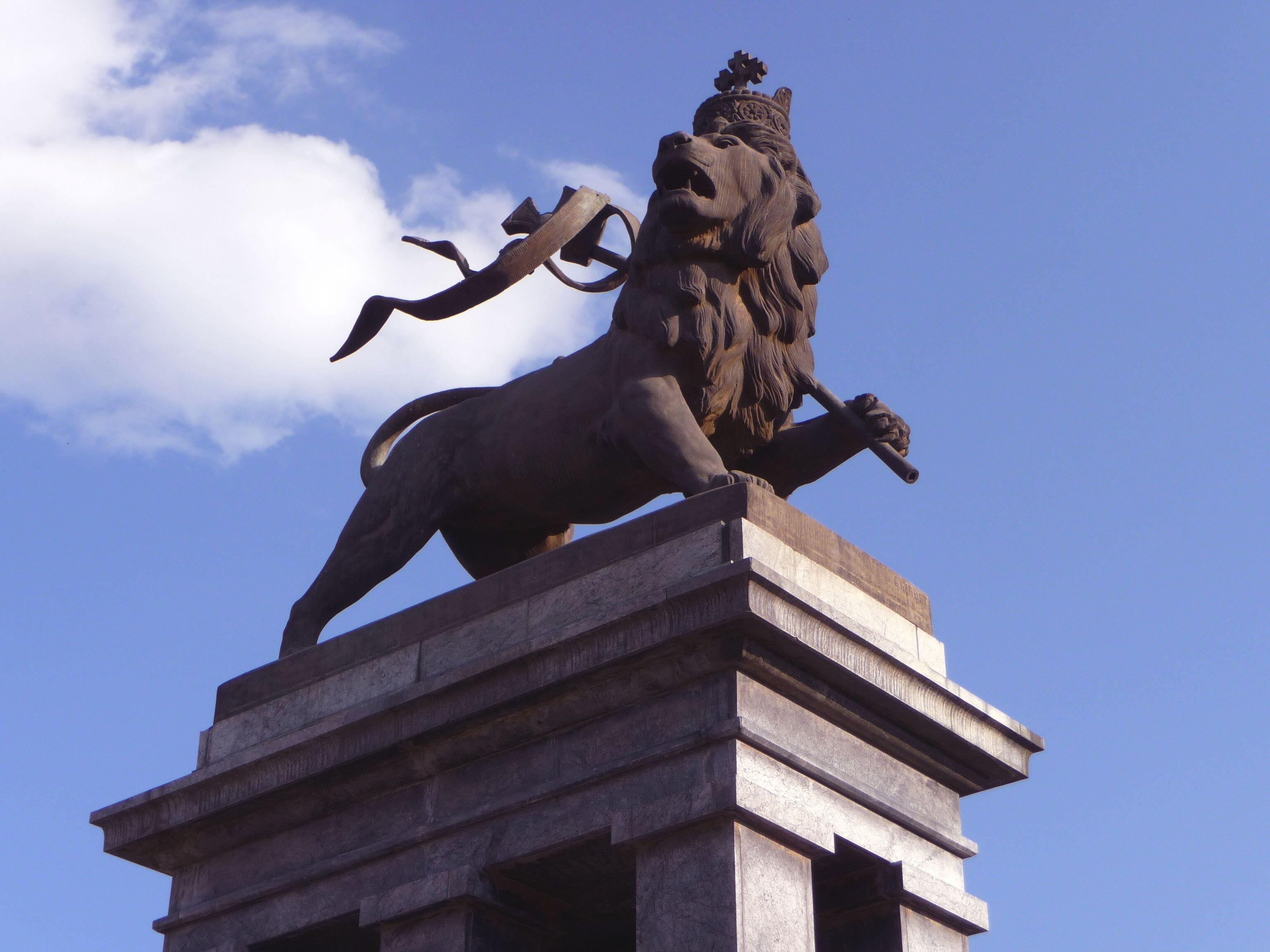 The Lion of Judah Monument in Addis Ababa (Ethiopia).
