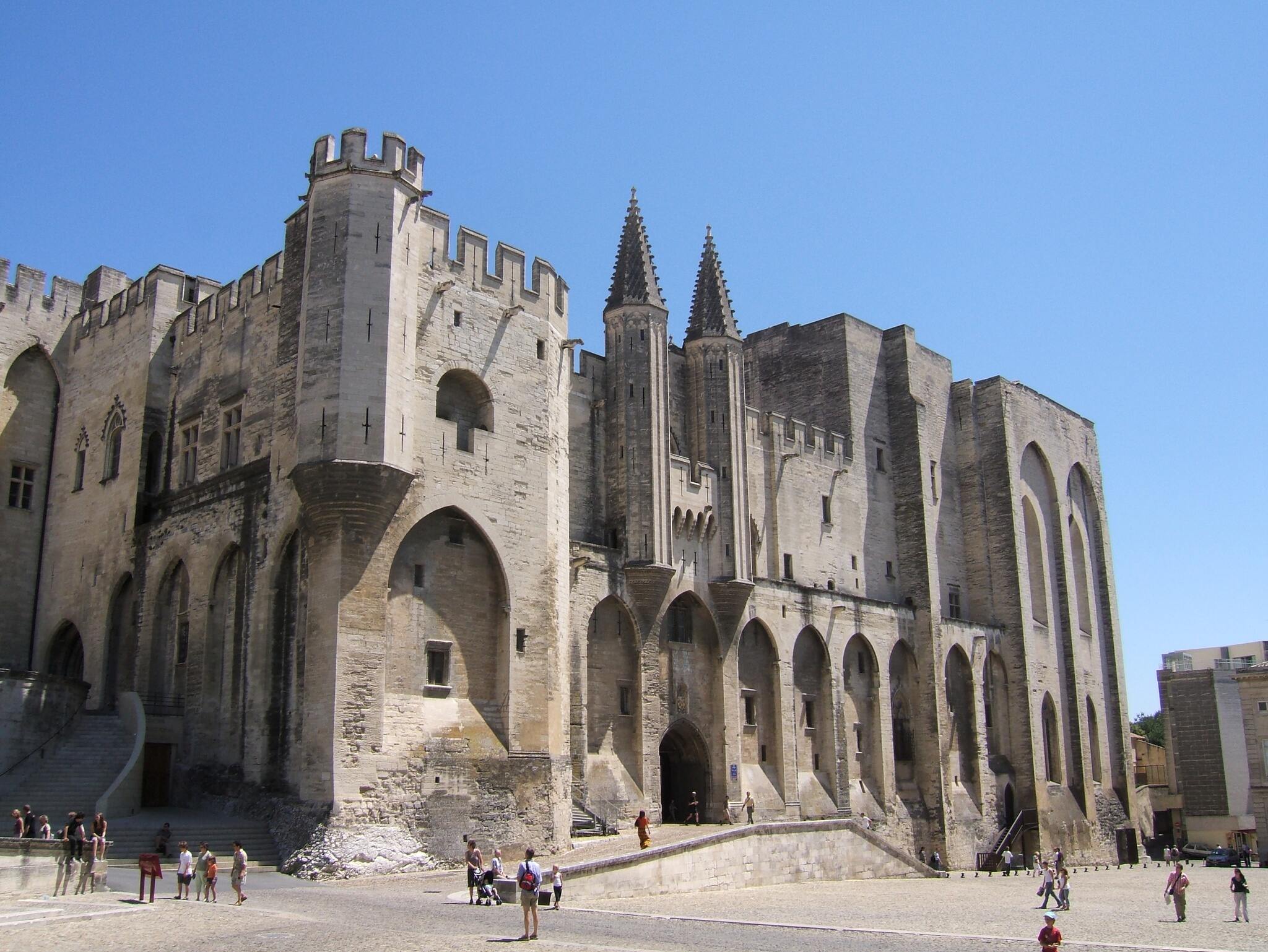 Main entrance of the Palais des Papes in Avignon, in France.