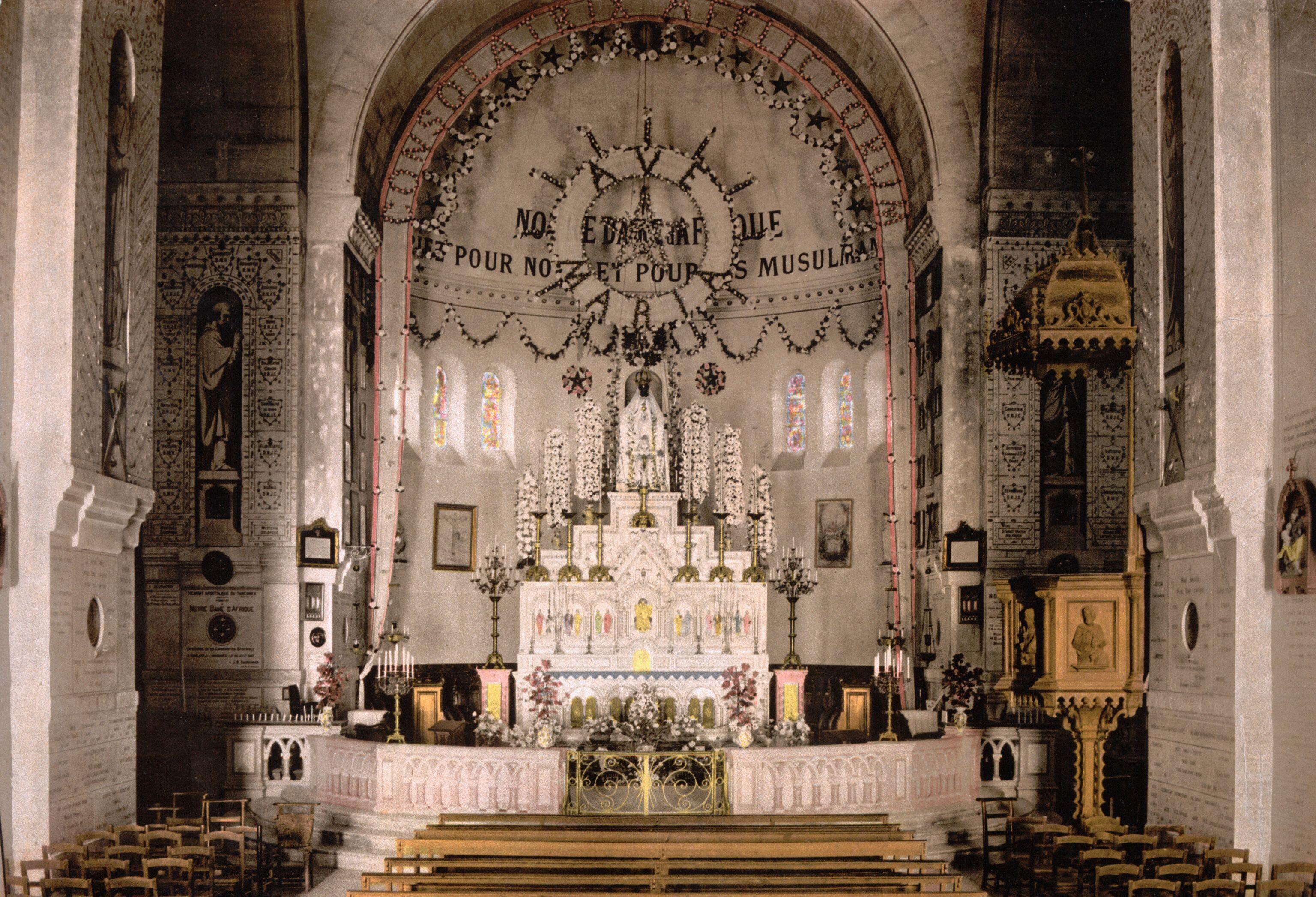 Interior of Notre Dame d'Afrique in Algiers (Algeria, 1899).