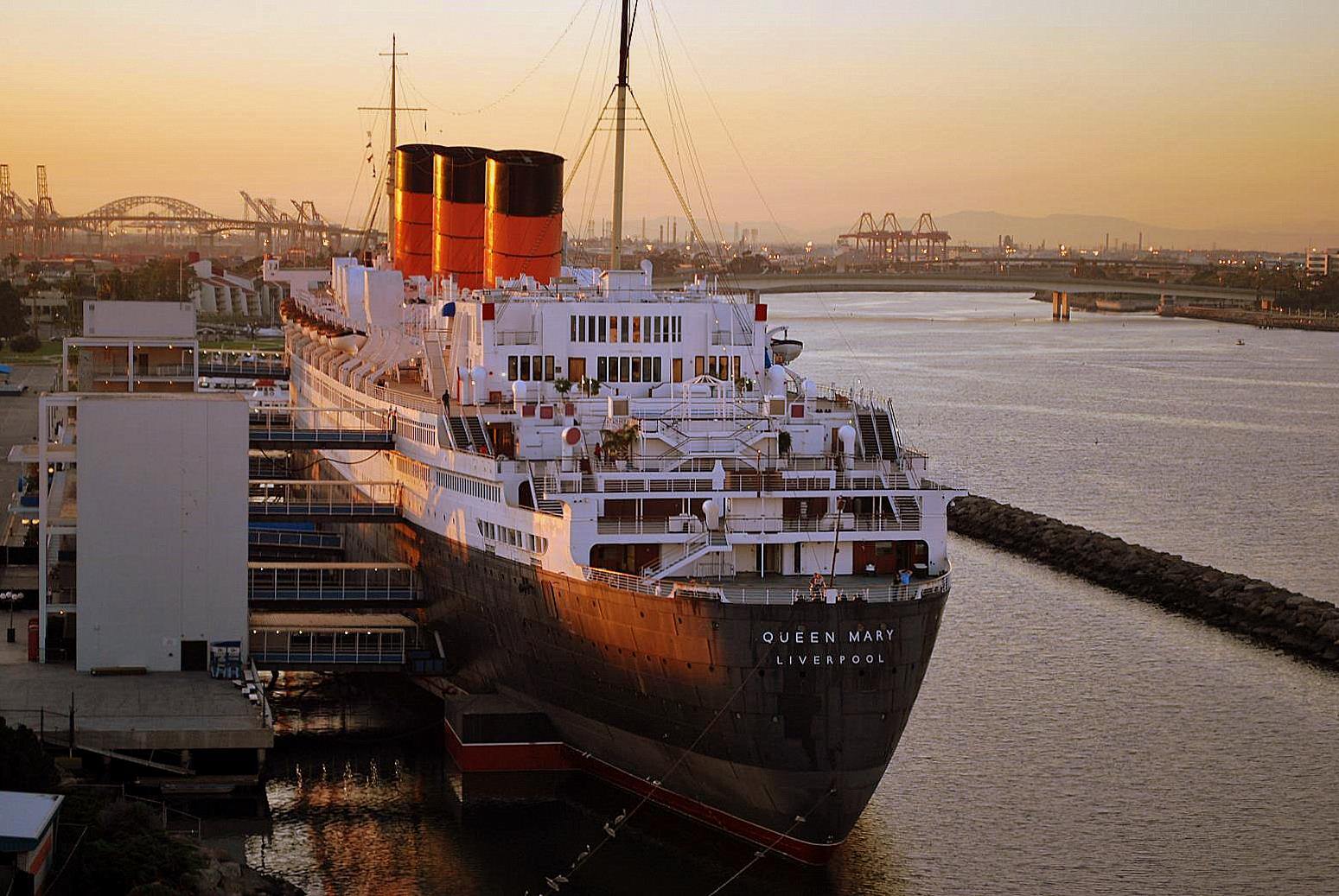 RMS Queen Mary docked in Long Beach