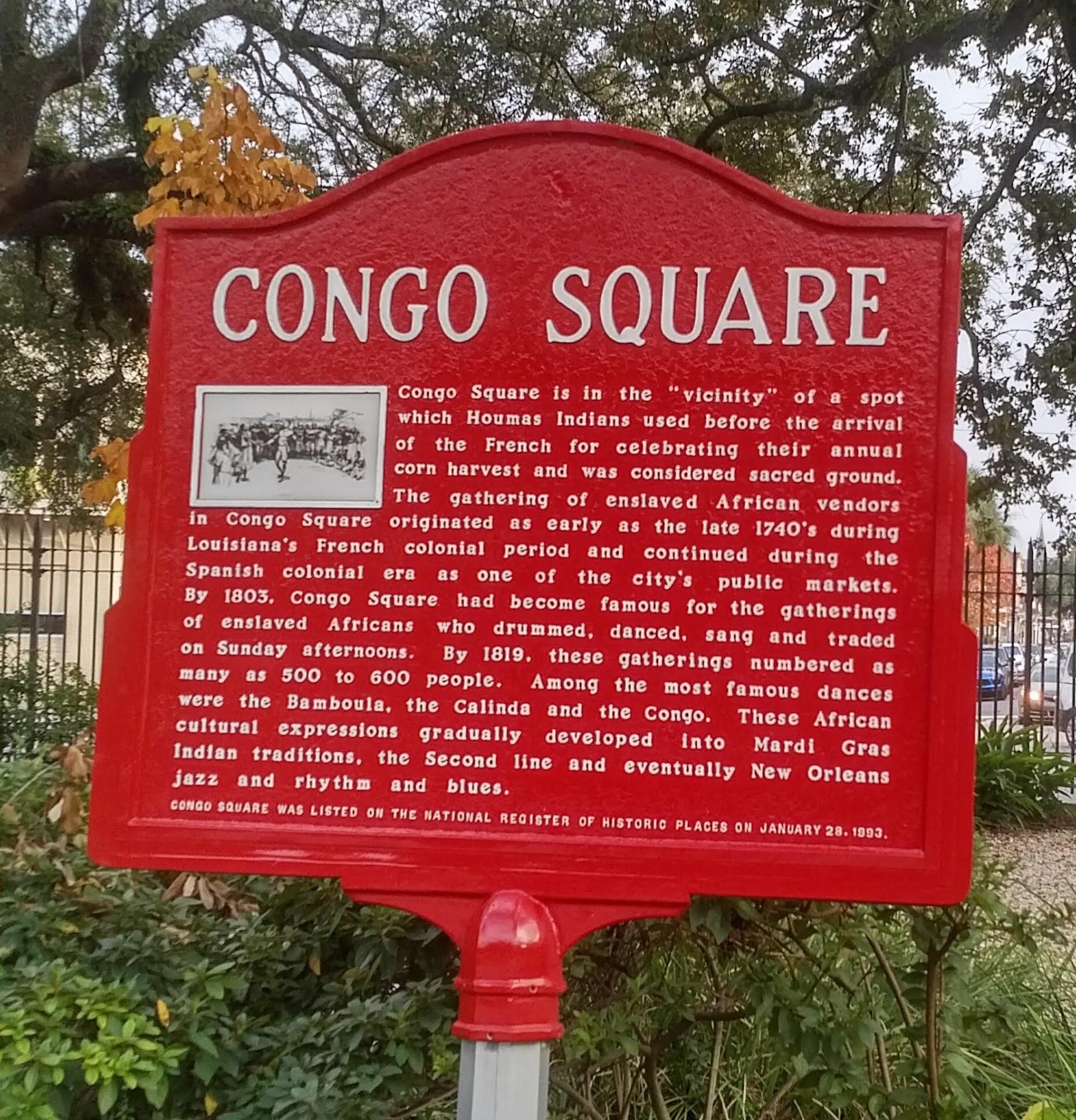 Photo of National Register sign in Congo Square